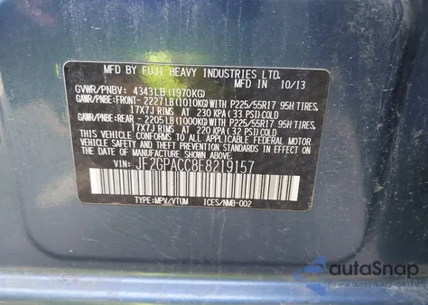 2014 Subaru Xv Crosstrek 2.0I Premium z USA, uszkodzony, nr VIN JF2GPACC8E8219157